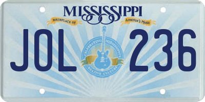 MS license plate JOL236