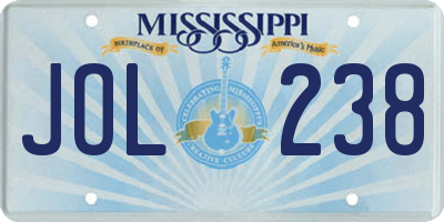 MS license plate JOL238