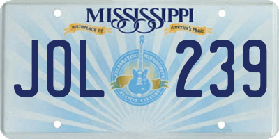 MS license plate JOL239