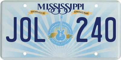 MS license plate JOL240