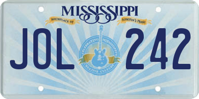 MS license plate JOL242