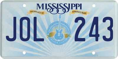 MS license plate JOL243