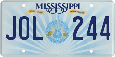 MS license plate JOL244