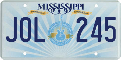 MS license plate JOL245