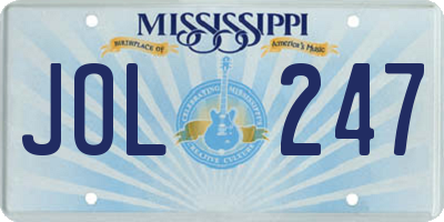 MS license plate JOL247