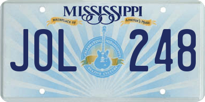 MS license plate JOL248