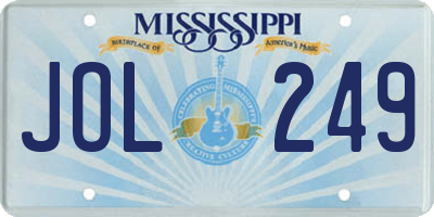 MS license plate JOL249