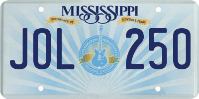 MS license plate JOL250