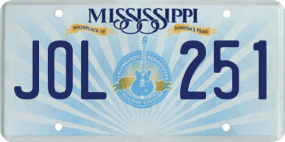 MS license plate JOL251