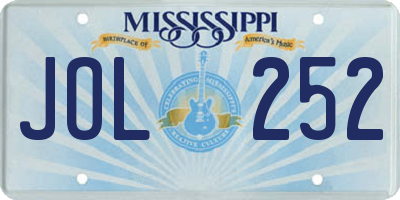 MS license plate JOL252