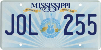 MS license plate JOL255