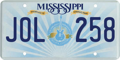 MS license plate JOL258