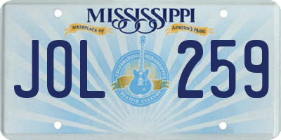 MS license plate JOL259