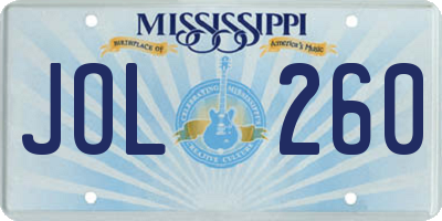 MS license plate JOL260