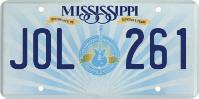 MS license plate JOL261