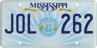 MS license plate JOL262
