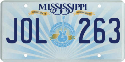 MS license plate JOL263