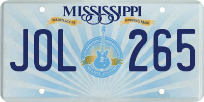 MS license plate JOL265