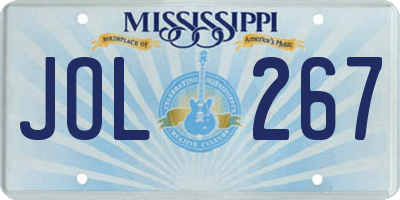 MS license plate JOL267