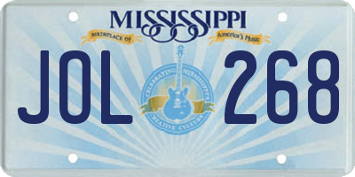 MS license plate JOL268