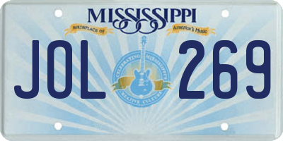 MS license plate JOL269