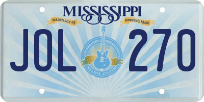 MS license plate JOL270