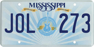 MS license plate JOL273