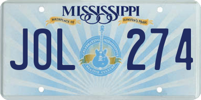 MS license plate JOL274