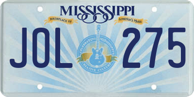 MS license plate JOL275