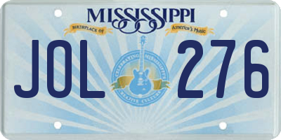 MS license plate JOL276