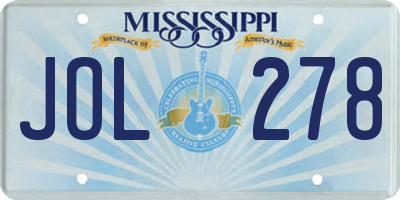 MS license plate JOL278