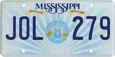 MS license plate JOL279