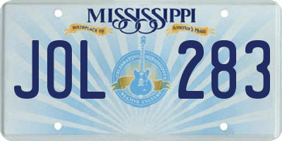 MS license plate JOL283