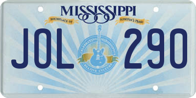 MS license plate JOL290