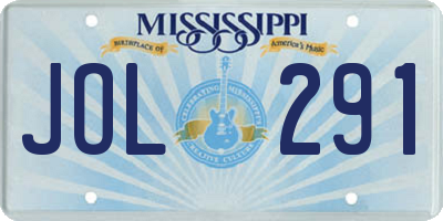 MS license plate JOL291