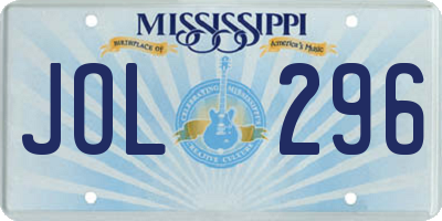 MS license plate JOL296