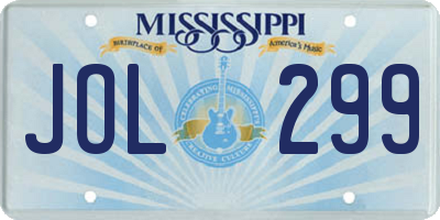 MS license plate JOL299