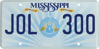 MS license plate JOL300