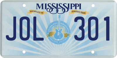 MS license plate JOL301