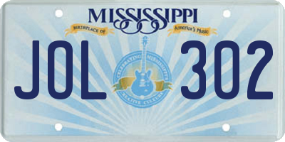 MS license plate JOL302