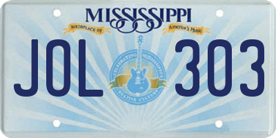 MS license plate JOL303