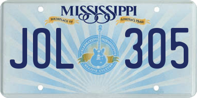 MS license plate JOL305
