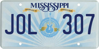 MS license plate JOL307