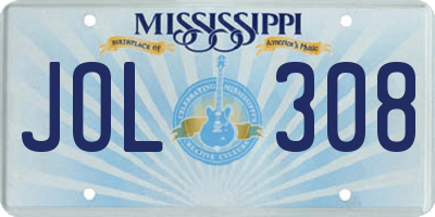 MS license plate JOL308