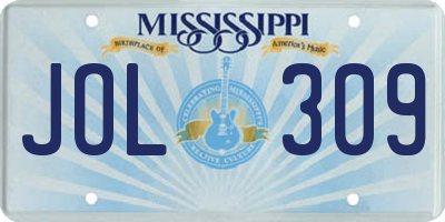 MS license plate JOL309