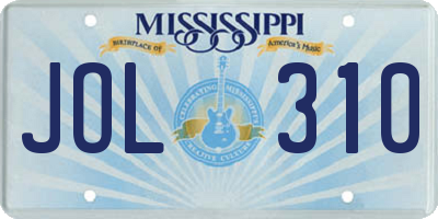 MS license plate JOL310