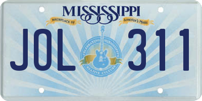 MS license plate JOL311