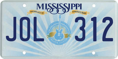 MS license plate JOL312