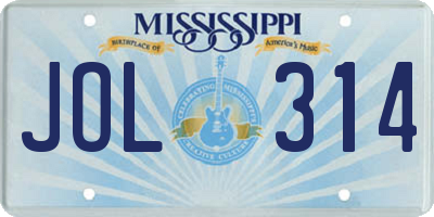 MS license plate JOL314