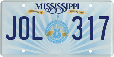 MS license plate JOL317